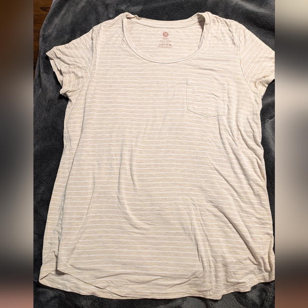 Kindred Bravely Cream Striped Short Sleeve Nursing Tee
